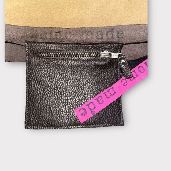 Home-Made Brand Black Pebbled Leather Tan Suede Flap Turn Lock Convertible Bag - Picture 10 of 10